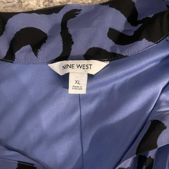 Nine West Abstract Pleated Blue Dress XL NWOT - Picture 5 of 7